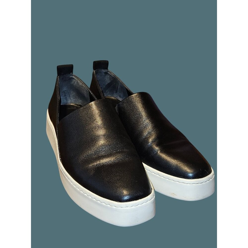 Vince Black Leather Saxon 2 Slip On Platform Sneakers Women 8 MEDIUM - Picture 3 of 13